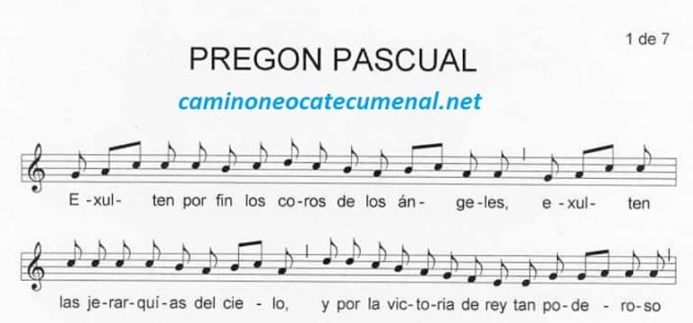 Partitura del Pregón Pascual - Camino Neocatecumenal